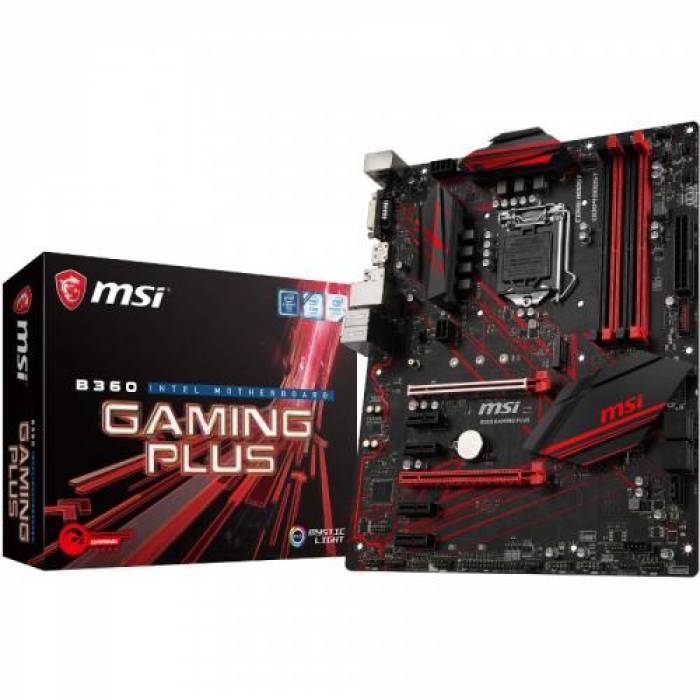 Placa de baza MSI B360 GAMING PLUS, Intel B360, Socket 1151 v2, ATX