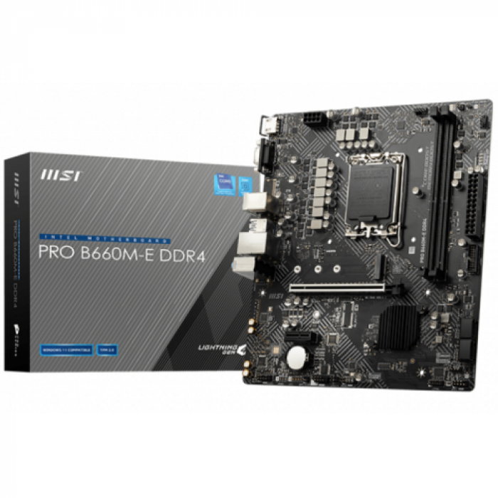 Placa de baza MSI PRO B660M-E DDR4, Intel B660, socket 1700, mATX