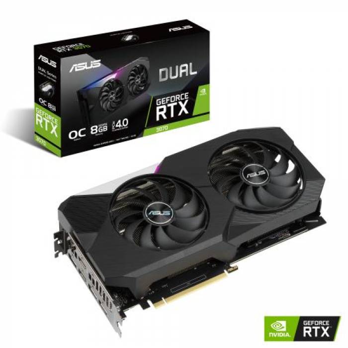 Placa video ASUS nVidia GeForce RTX 3070 DUAL OC 8GB, GDDR6, 256bit