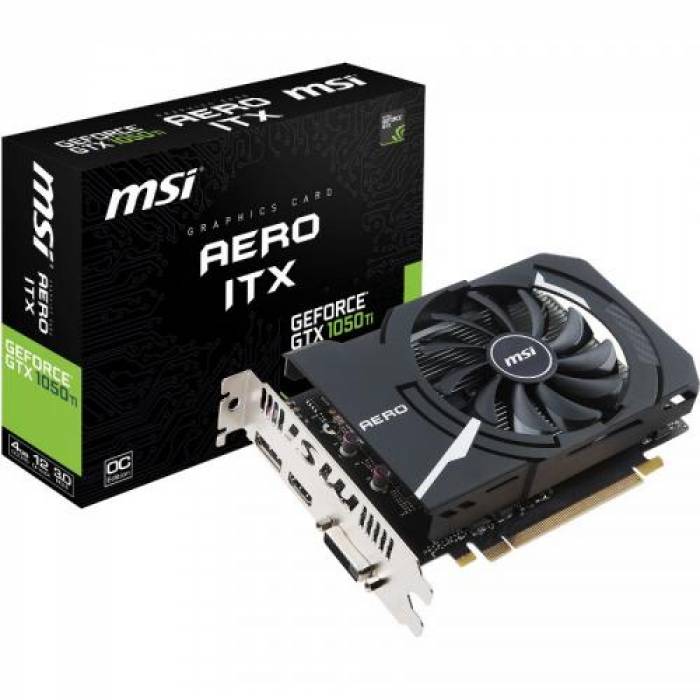 Placa video MSI nVidia GeForce GTX 1050 Ti AERO ITX OCV1 4GB, GDDR5, 128bit