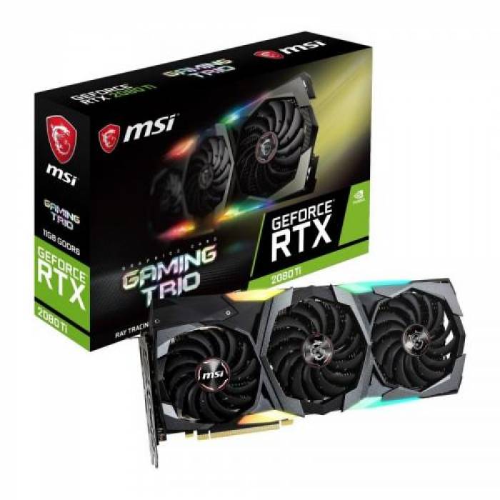 Placa video MSI nVidia GeForce RTX 2080 Ti GAMING TRIO 11GB, GDDR6, 352bit