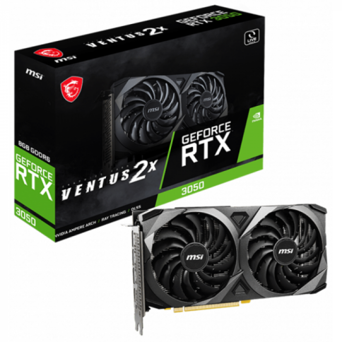 Placa video MSI nVidia GeForce RTX 3050 VENTUS 2X 8GB, GDDR6, 128bit