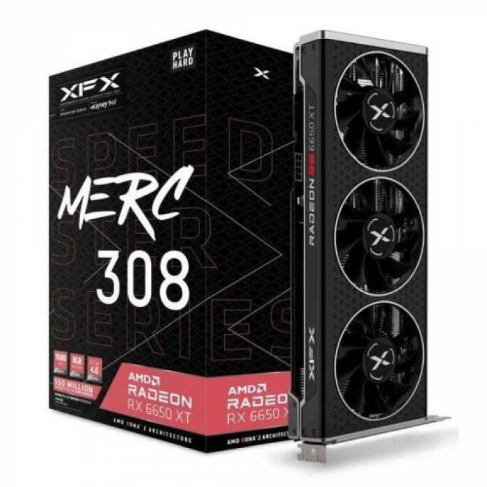 Placa video XFX AMD Radeon RX 6650 XT Speedster MERC 308 Black Gaming 8GB, GDDR6, 128bit