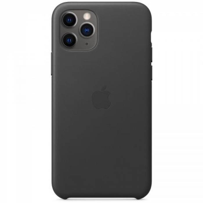 Protectie pentru spate Apple Leather Case pentru iPhone 11 Pro, Black