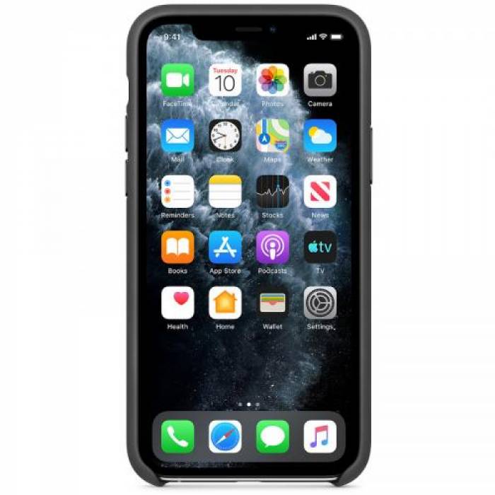 Protectie pentru spate Apple Leather Case pentru iPhone 11 Pro, Black