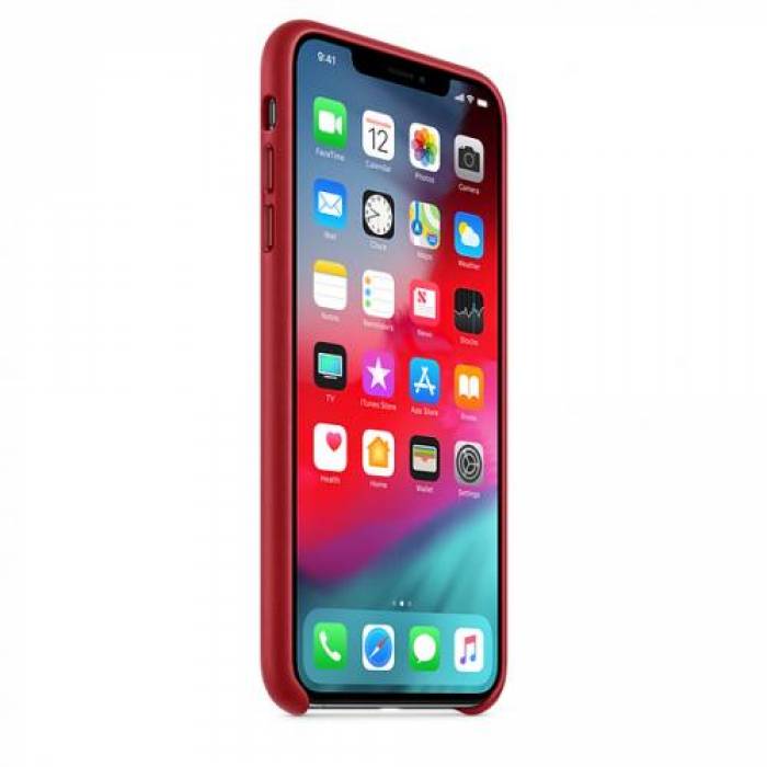 Protectie pentru spate Apple Leather pentru iPhone XS Max, Red