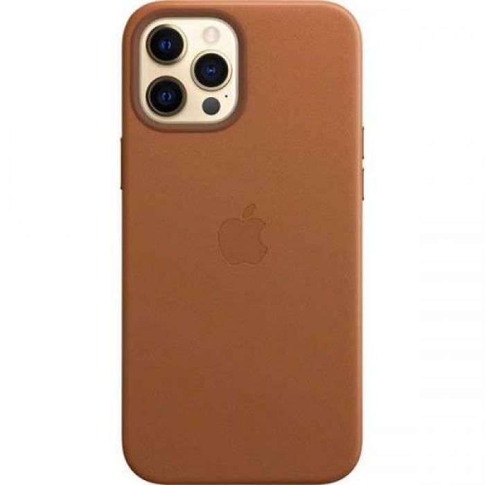 Protectie pentru spate Apple MagSafe Leather pentru iPhone 12 Pro Max, Saddle Brown