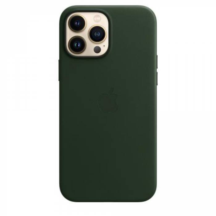 Protectie pentru spate Apple MagSafe Leather pentru iPhone 13 Pro Max, Sequoia Green