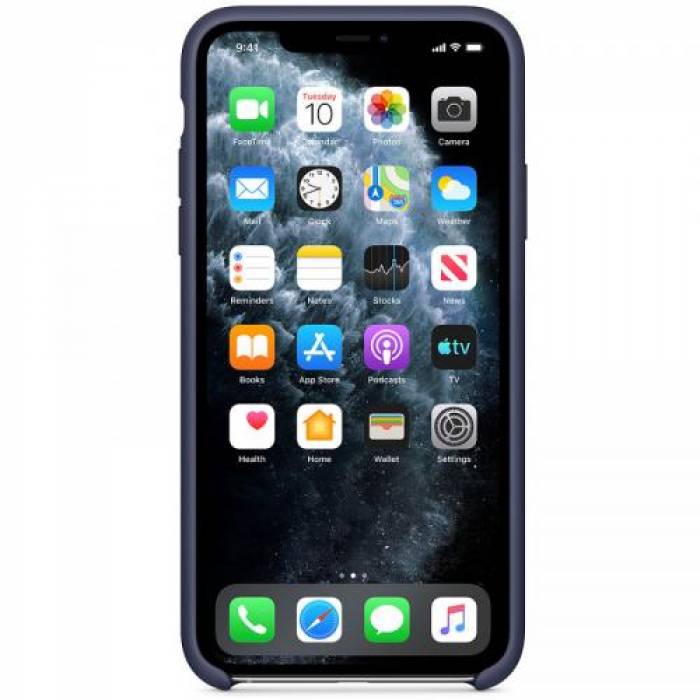 Protectie pentru spate Apple Silicone Case pentru iPhone 11 Pro, Midnight Blue