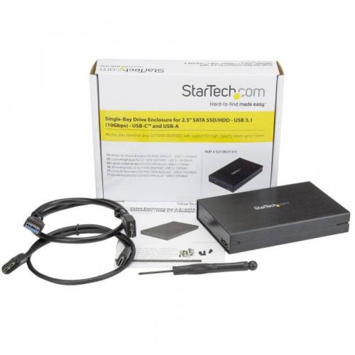 Rack SSD/HDD Startech S251BU31315, USB 3.1 Tip B, SATA, Black