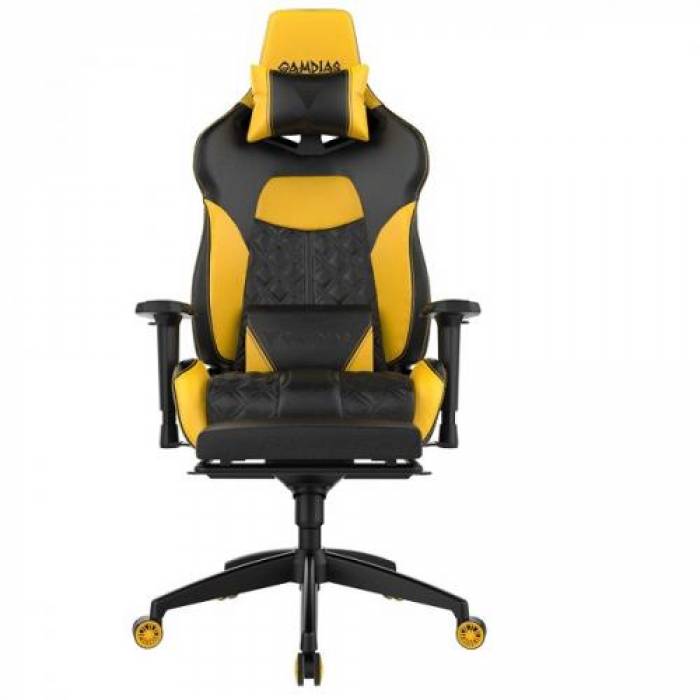 Scaun gaming Gamdias Achilles P1 L, RGB, Black-Yellow