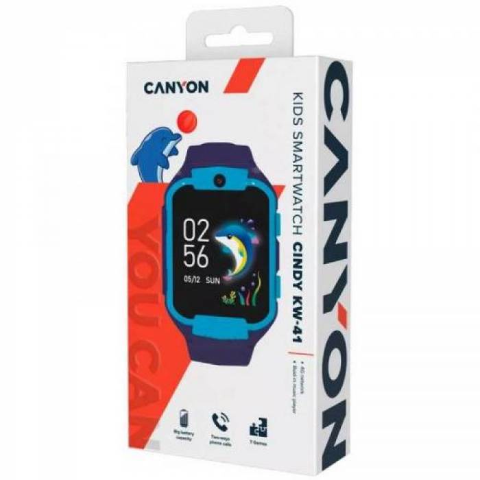 SmartWatch Canyon Kids KW41, 1.69inch, Curea Silicon, Blue