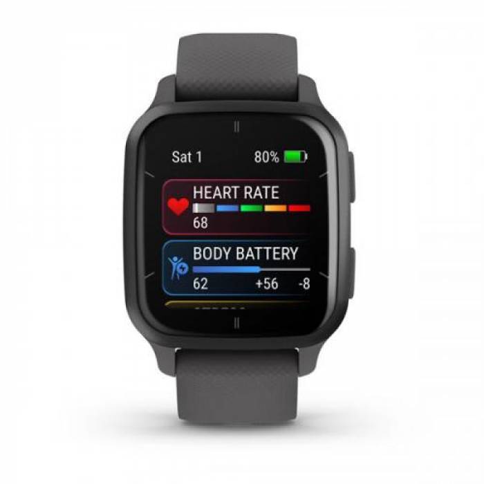 Smartwatch Garmin Venu SQ2 Metallic, 1.41inch, Curea Silicon, Slate Bezel Shadow