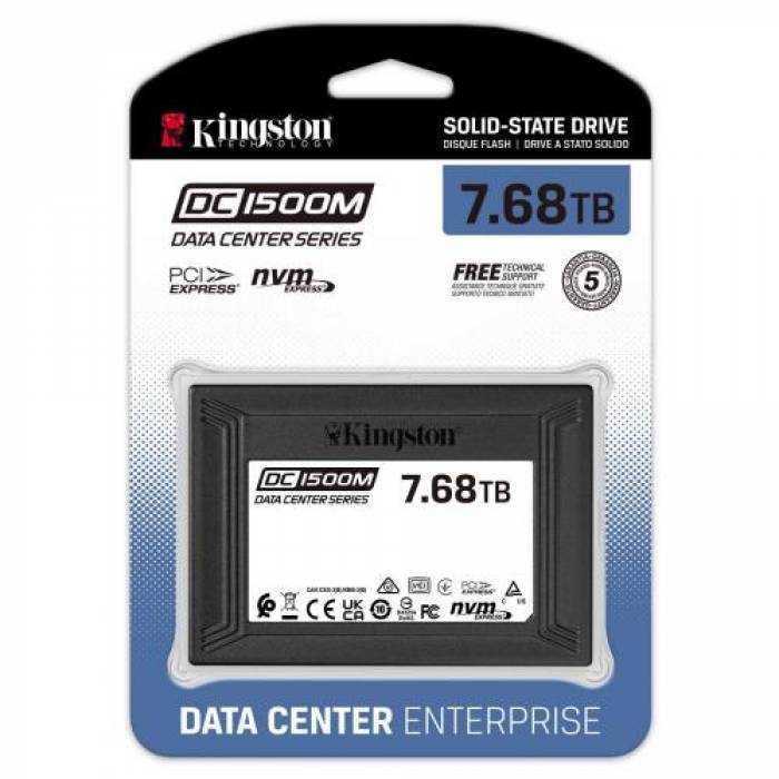 SSD Server Kingston DC1500M, 7.68TB, PCIe NVMe Gen3 x4, 2.5inch