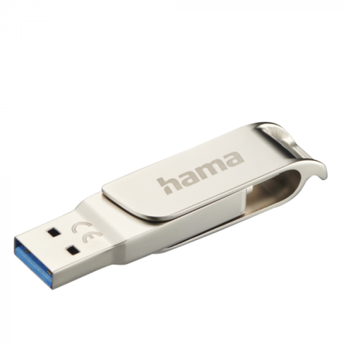 Stick memorie Hama C-Rotate Pro, 64GB, USB 3.0 Tip A/USB 3.1 Tip C, Silver