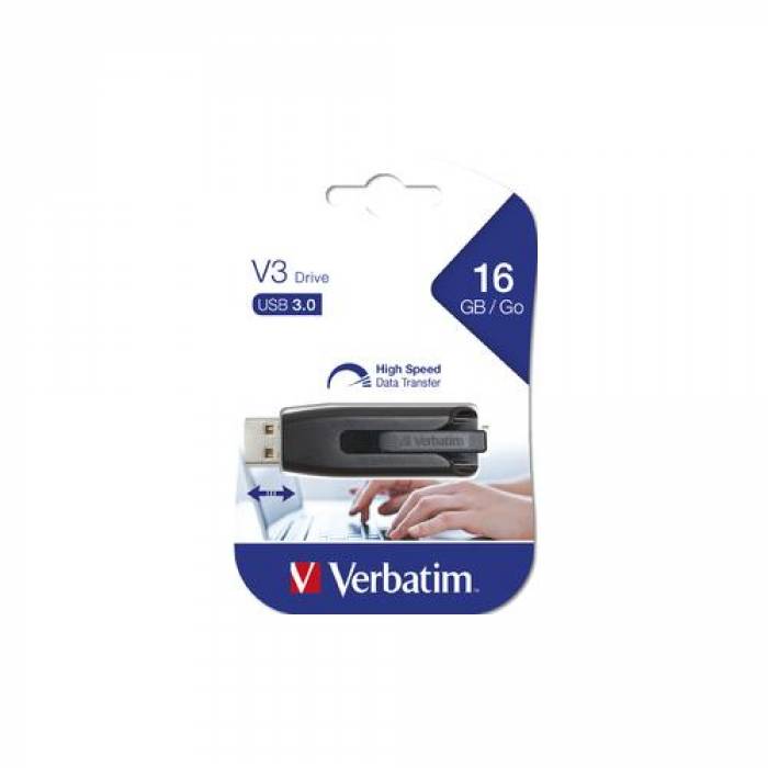 Stick memorie Verbatim Store 'n' Go V3 16GB, USB 3.0, Black