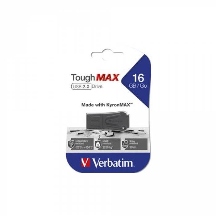 Stick memorie Verbatim ToughMax 16GB, USB 2.0, Black