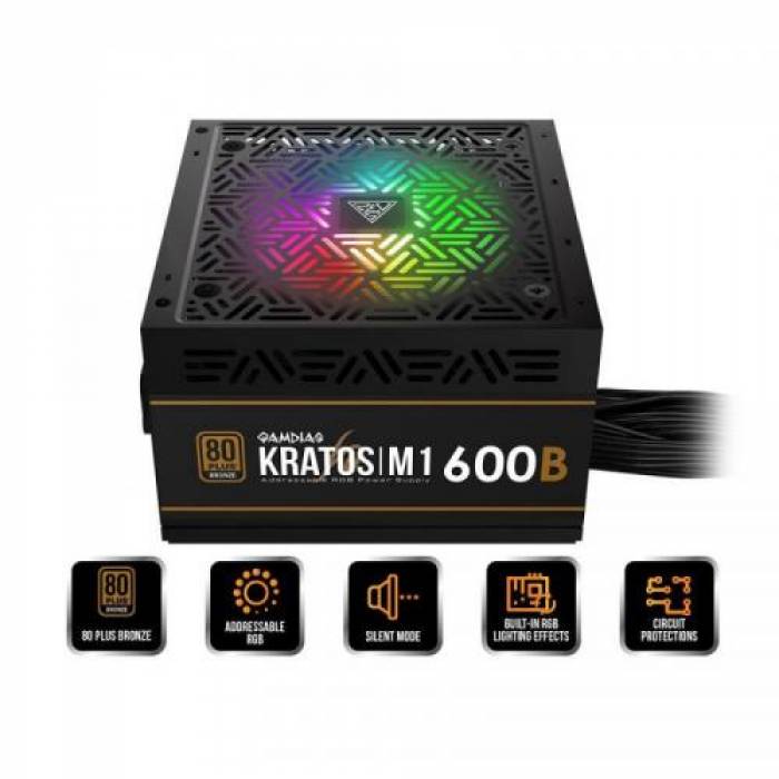 Sursa Gamdias Kratos M1 600B RGB, 600W