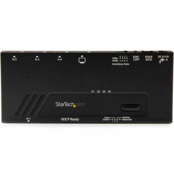 Switch HDMI Startech VS421HD4KA, 4x HDMI, Black