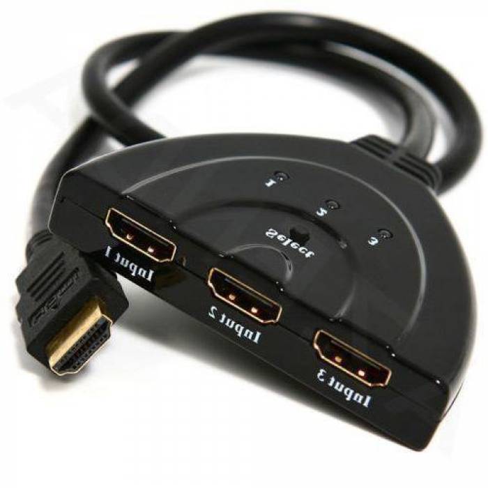 Switch KVM Gembird, 3x HDMI, Black