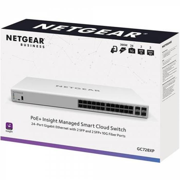 Switch Netgear GC728XP, 24 porturi, PoE