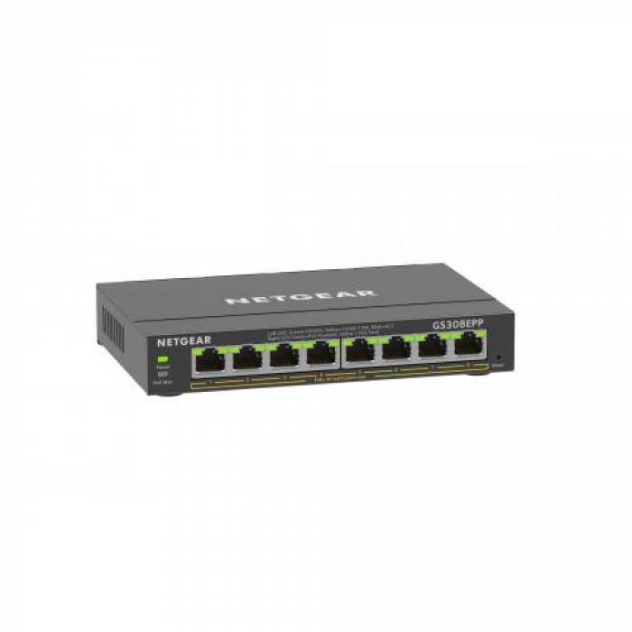 Switch Netgear GS308EPP, 8 porturi, PoE+