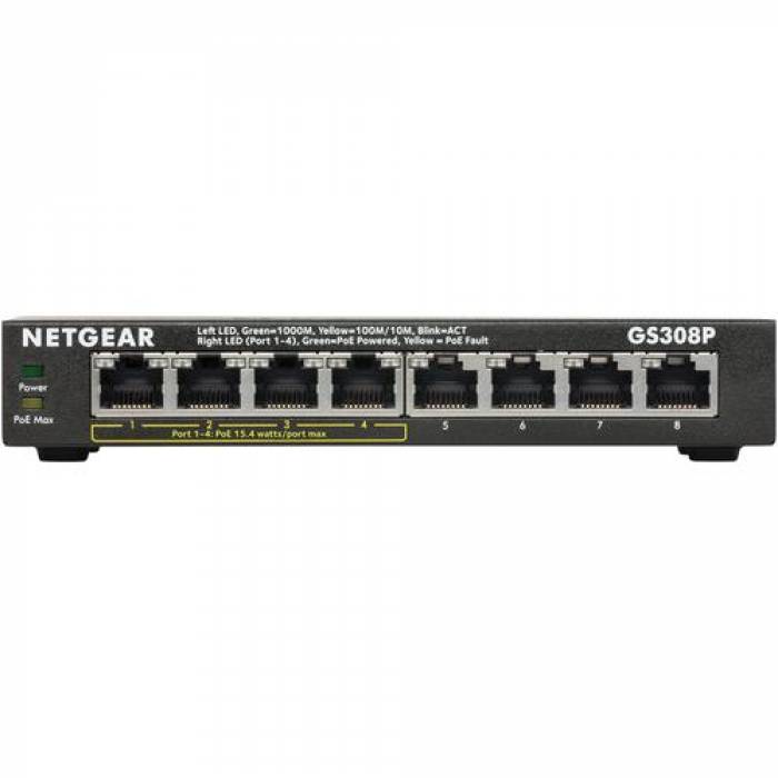 Switch Netgear GS308P, 8 Porturi, PoE