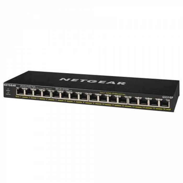 Switch Netgear GS316P-100EUS, 16 porturi, PoE