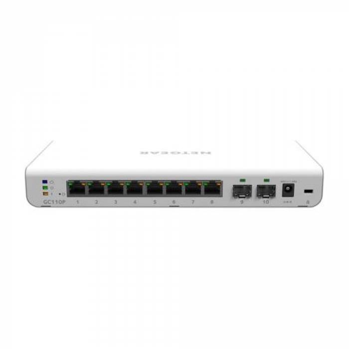 Switch Netgear INSIGHT APP 1G-10P-POE CLOUD GC110P, 8 Porturi, PoE