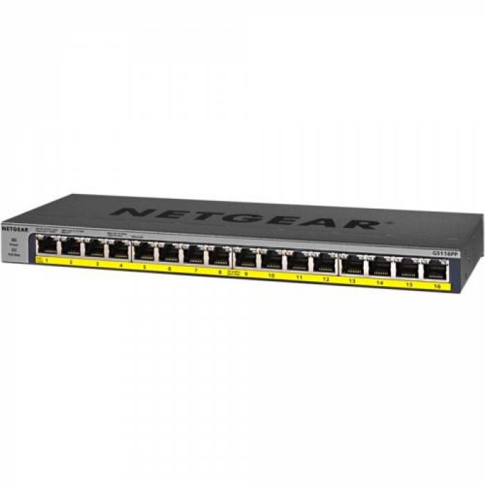 Switch Netgear ProSafe GS116PP, 16 porturi, PoE