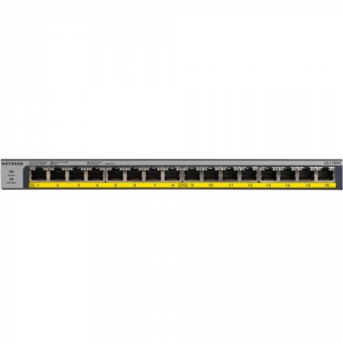 Switch Netgear ProSafe GS116PP, 16 porturi, PoE