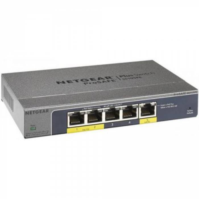 Switch Netgear ProSafe Plus GS105PE, 5 porturi, PoE