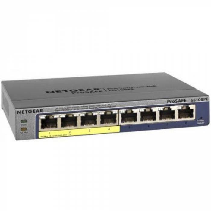 Switch Netgear ProSafe Plus GS108PE v3, 8 Porturi, PoE