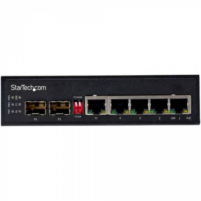 Switch Startech IES1G52UPDIN, 5 porturi, PoE