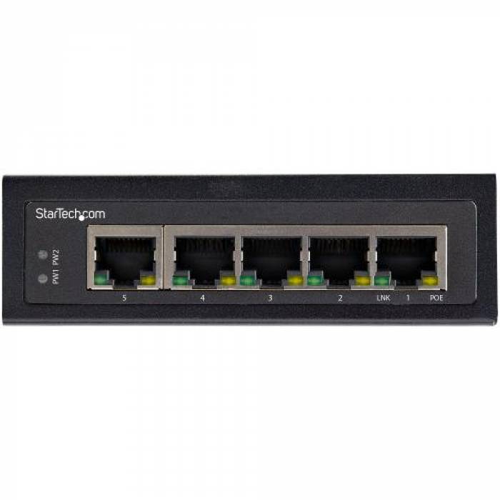 Switch Startech IESC1G50UP, 5 porturi, PoE