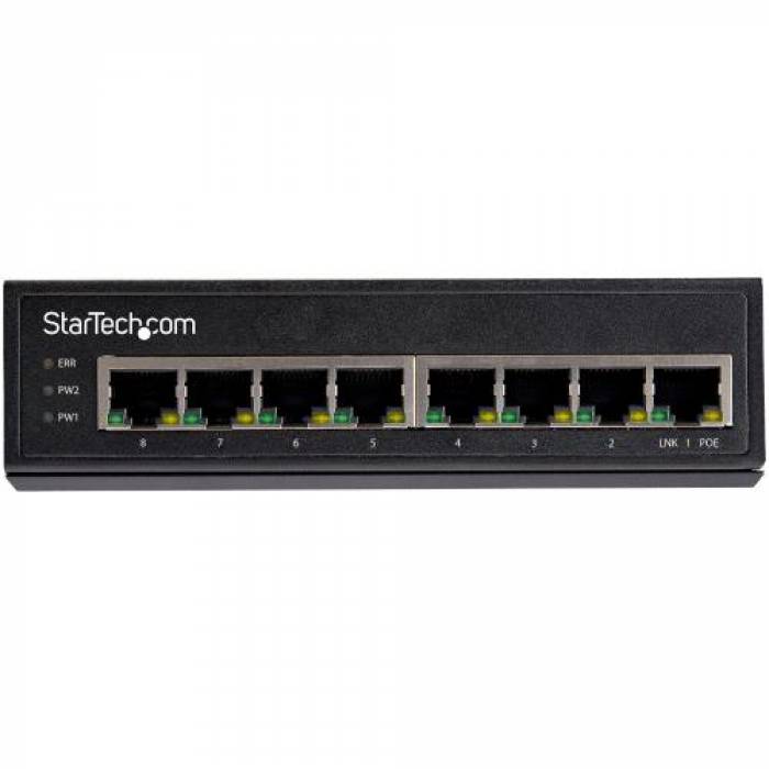 Switch Startech IESC1G80UP, 8 porturi, PoE+