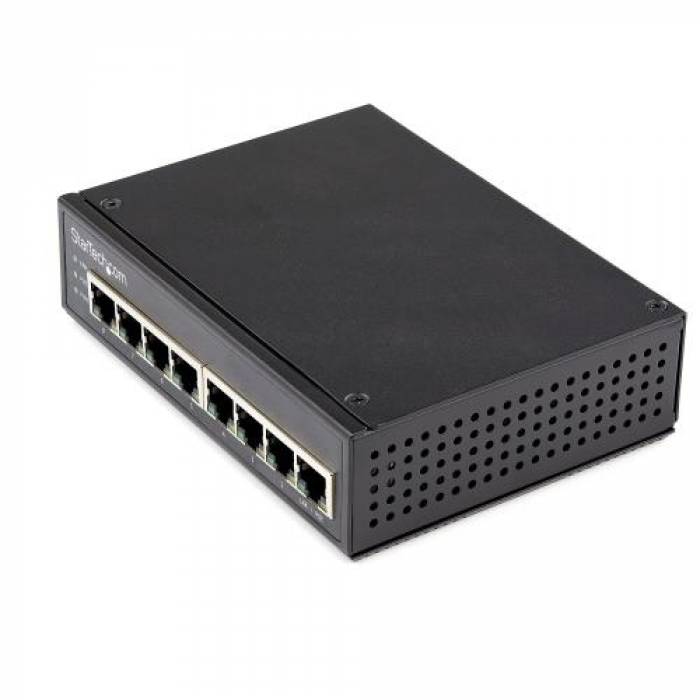 Switch Startech IESC1G80UP, 8 porturi, PoE+