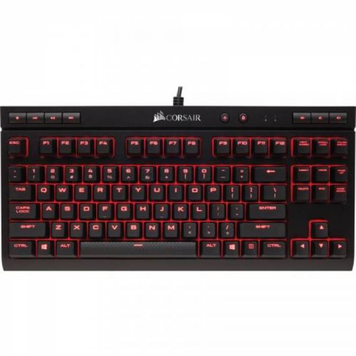 Tastatura Corsair K63 Compact Red LED Cherry MX Red, USB, Black