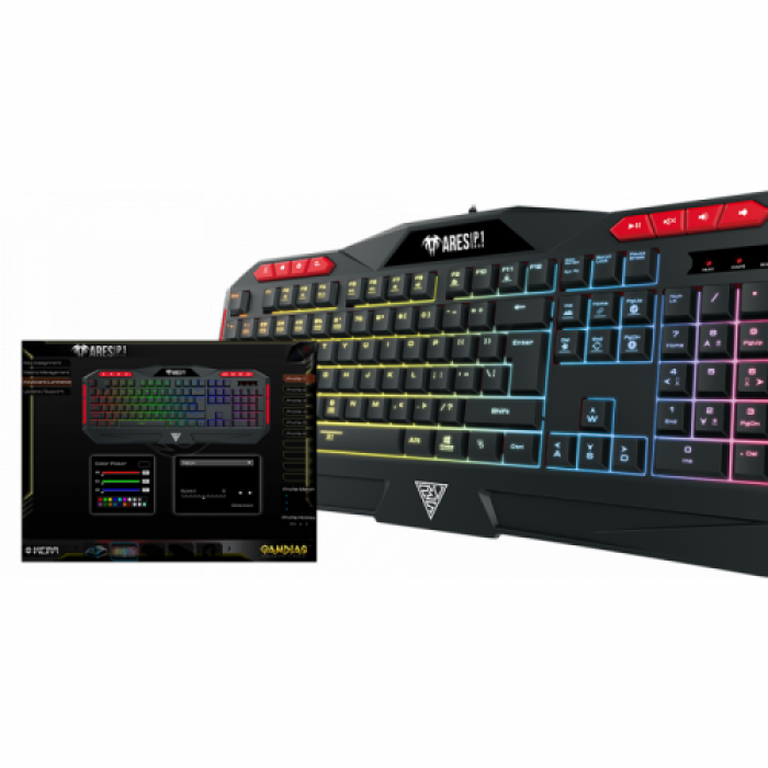 Tastatura Gamdias Ares P1 RGB LED, USB, Black