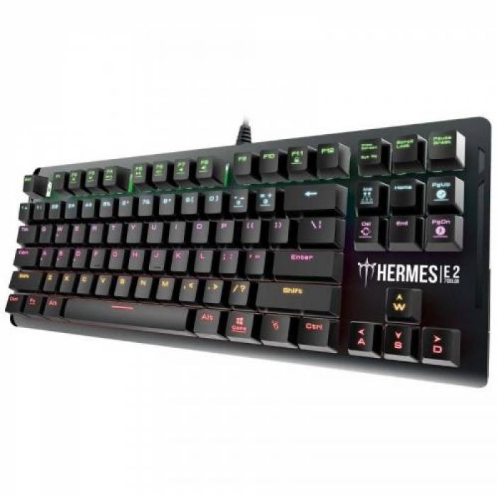 Tastatura Gamdias Hermes E2 Gamdias Brown Mecanica, RGB LED, USB, Black