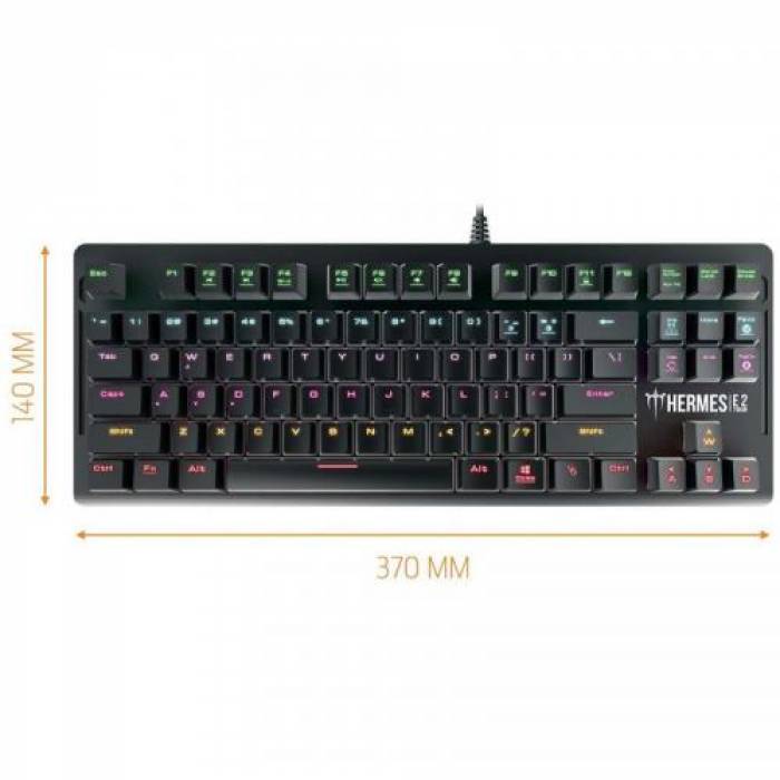 Tastatura Gamdias Hermes E2 Gamdias Brown Mecanica, RGB LED, USB, Black