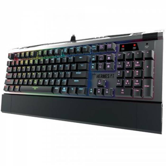 Tastatura Gamdias Hermes P2 Optical Brown Mecanica, RGB LED, USB, Black-Silver