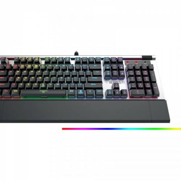 Tastatura Gamdias Hermes P2 Optical Brown Mecanica, RGB LED, USB, Black-Silver