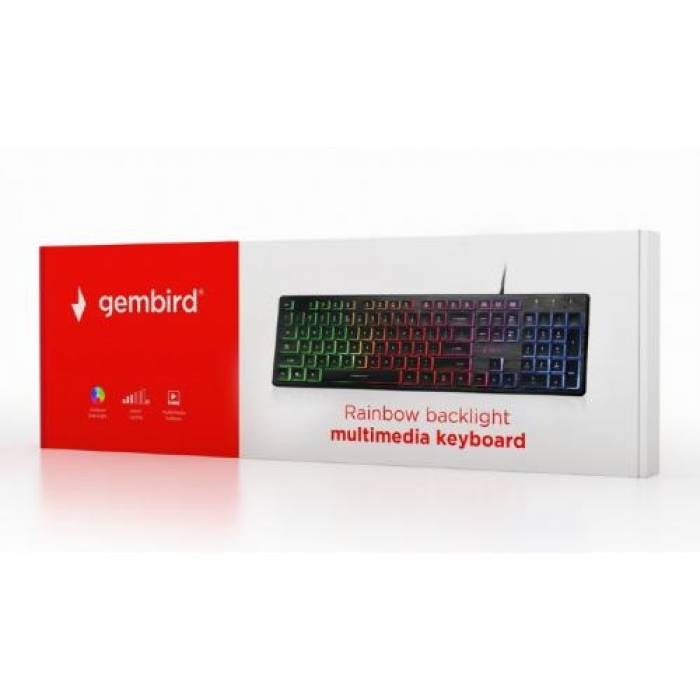 Tastatura Gembird KB-UML-01, RGB LED, USB, Black