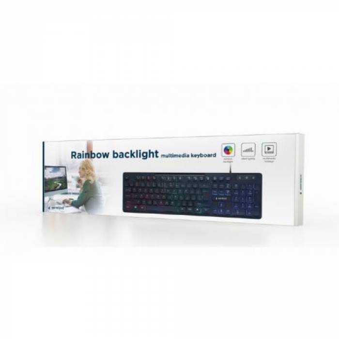 Tastatura Gembird KB-UML-02, RGB LED, USB, Black