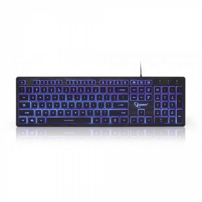 Tastatura Gembird KB-UML3-01, 3-color LED, USB, Black