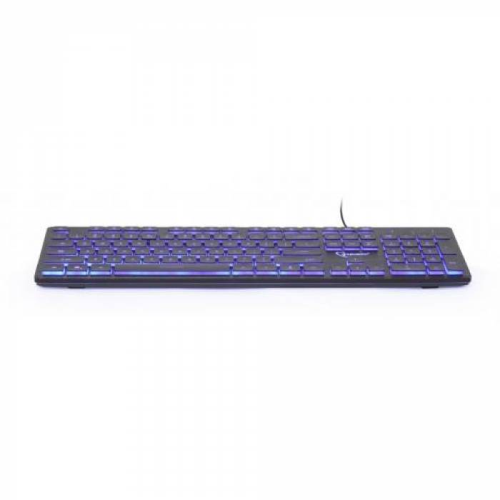 Tastatura Gembird KB-UML3-01, 3-color LED, USB, Black