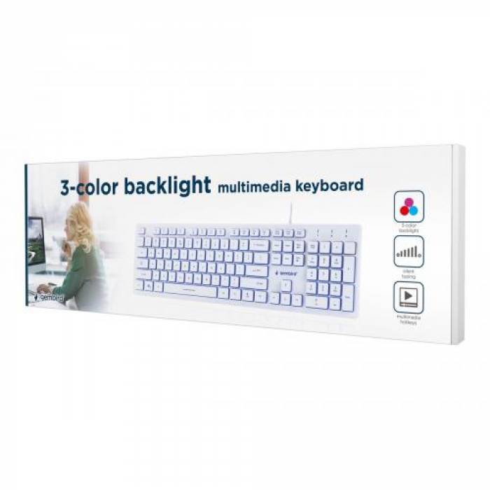 Tastatura Gembird KB-UML3-01-W-RU, 3-color LED, USB, Black