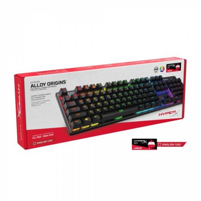 Tastatura HP HyperX Alloy Origins Red Switch, RGB LED, USB, Black