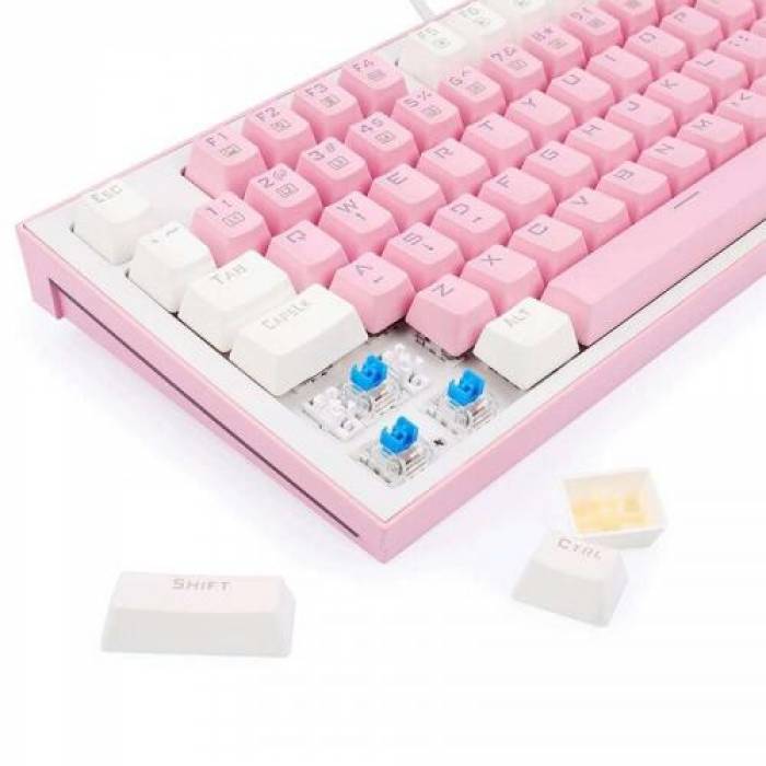 Tastatura Redragon Bes, RGB LED, USB, White-Pink